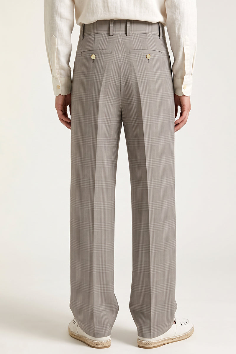 Gray 50% Merino Wool Suit Trousers