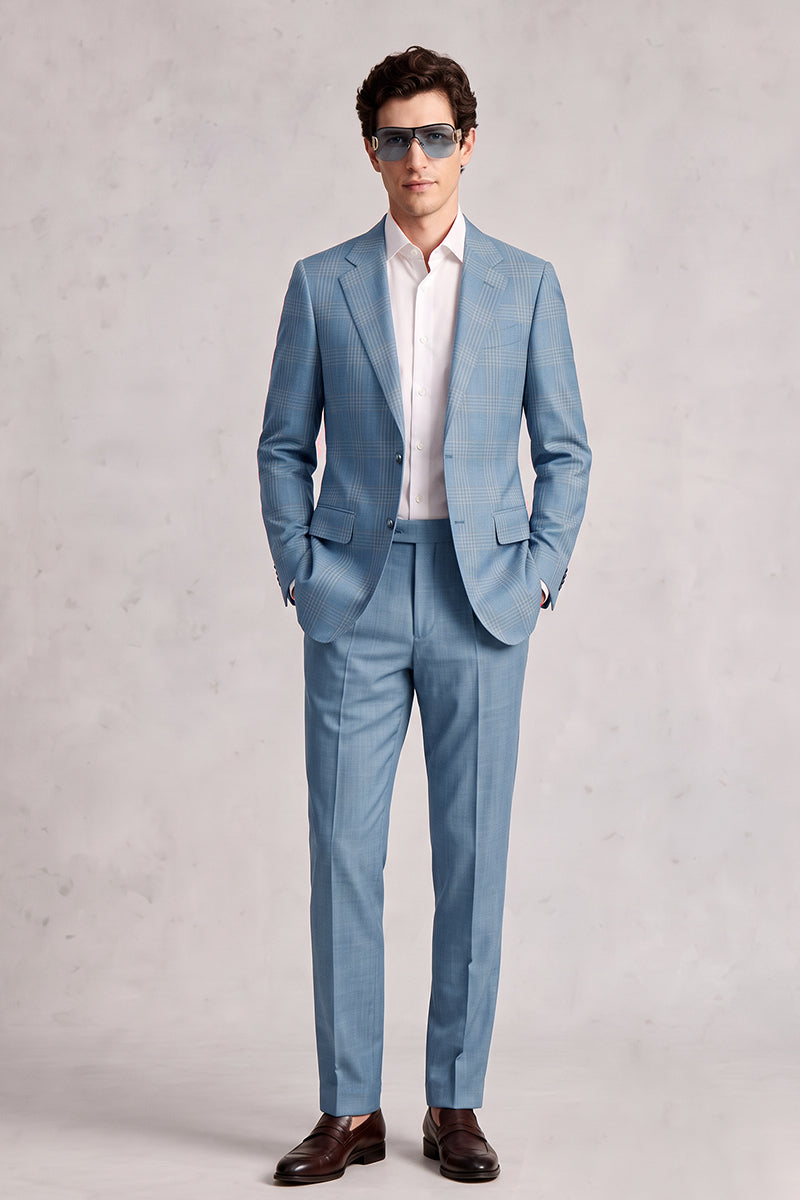 Blue 50% Merino Wool Suit