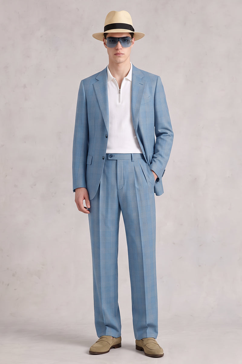 Blue 50% Merino Wool Suit