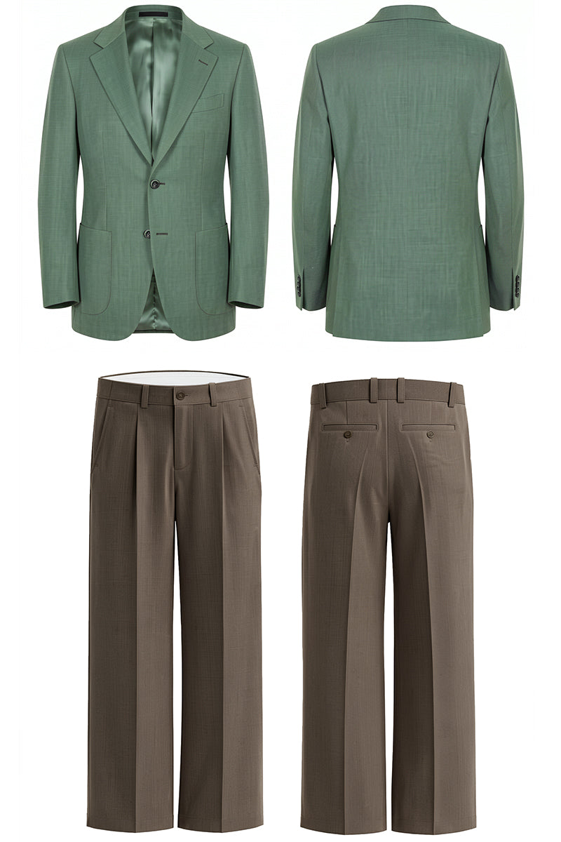 Traje de lana merina verde