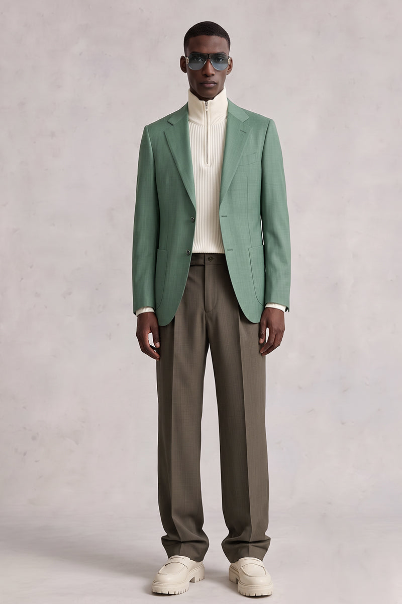 Traje de lana merina verde