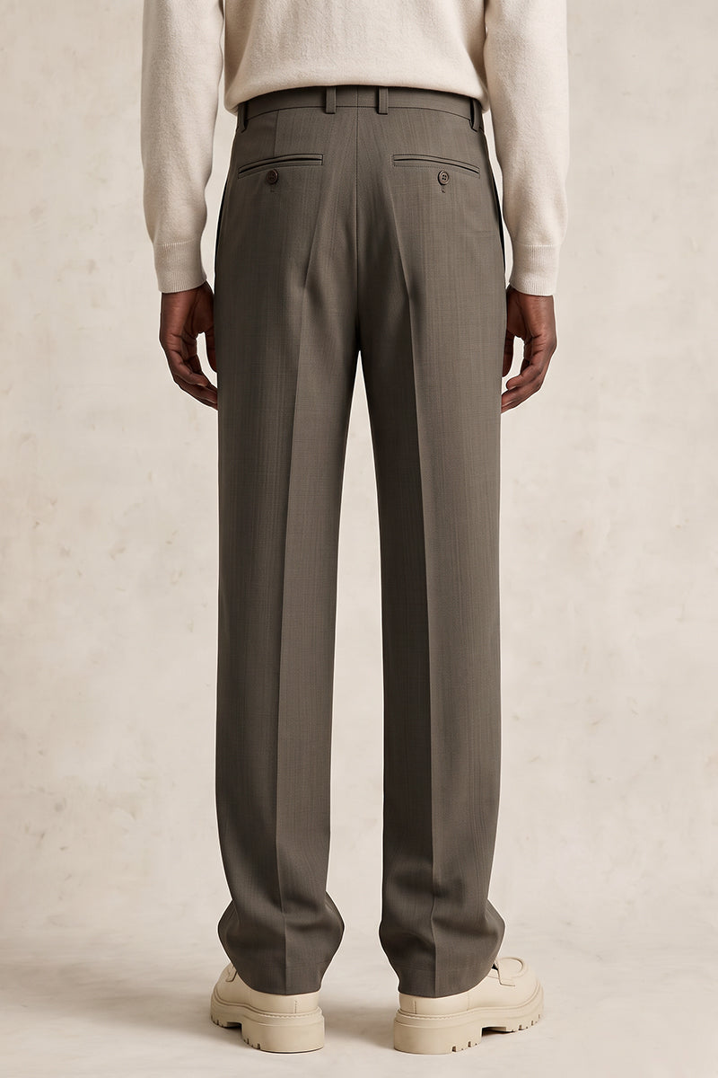 Brown 50% Merino Wool Suit Trousers