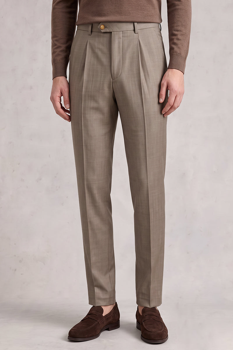 Brown 50% Merino Wool Suit Trousers