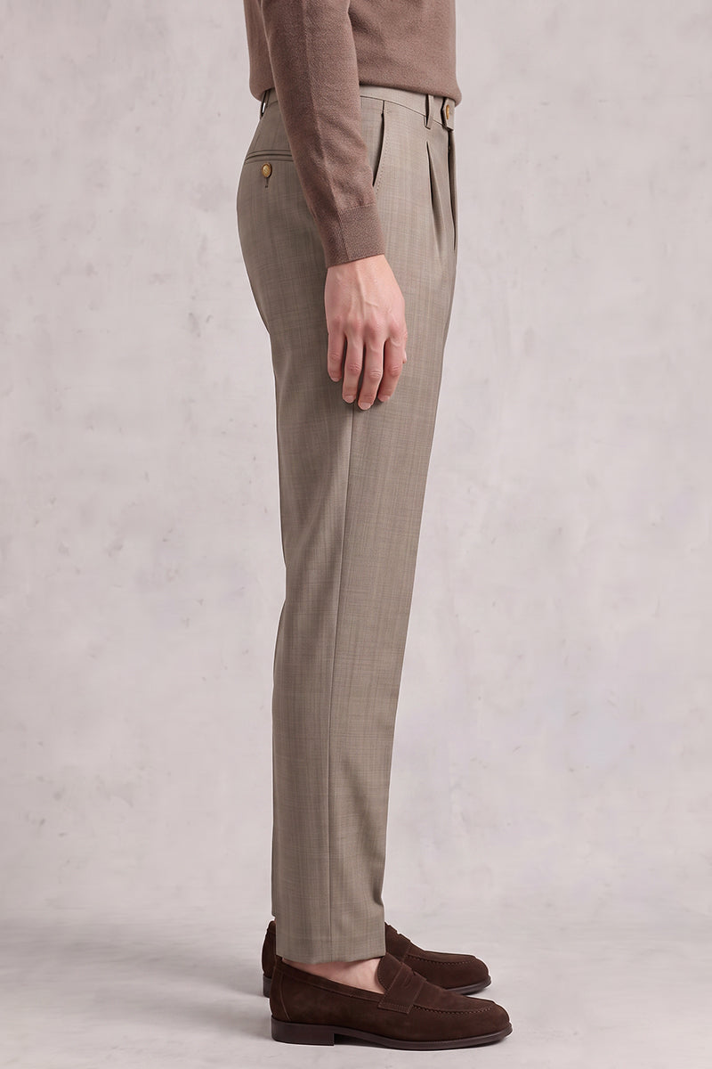 Brown 50% Merino Wool Suit Trousers