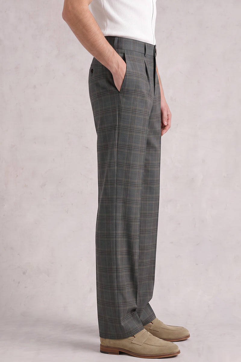 Gray 50% Merino Wool Suit Trousers