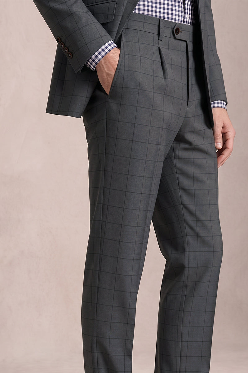 Black 100% Merino Wool Suit Trousers