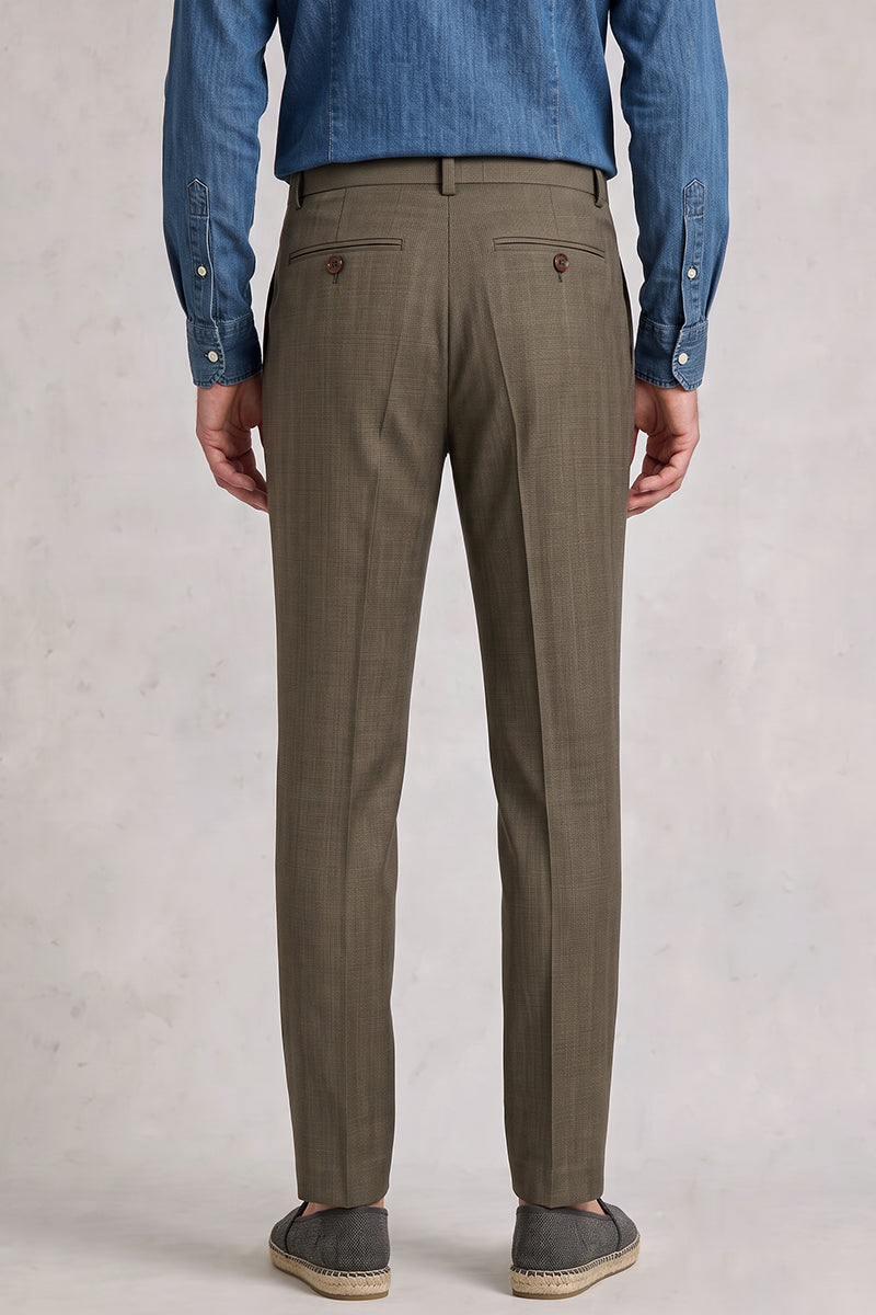Pantalon de costume en laine mérinos marron