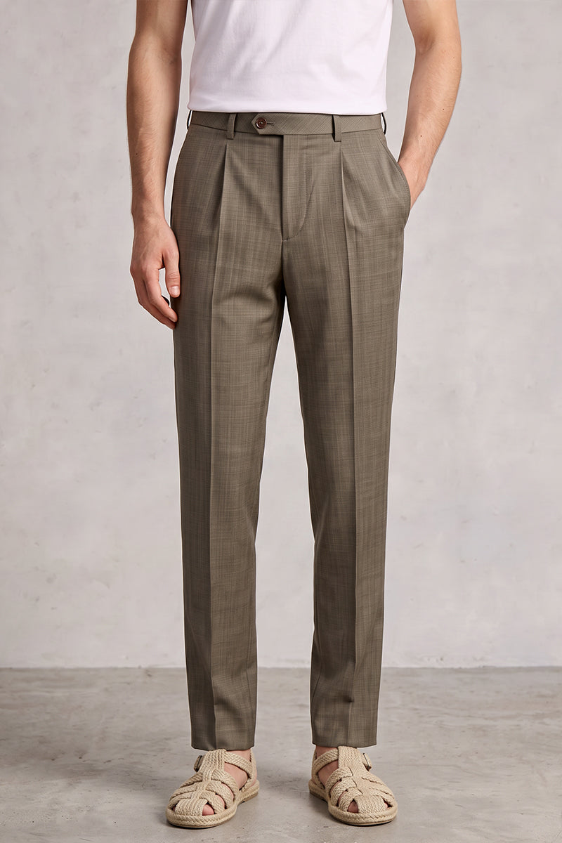 Brown 50% Merino Wool Suit Trousers