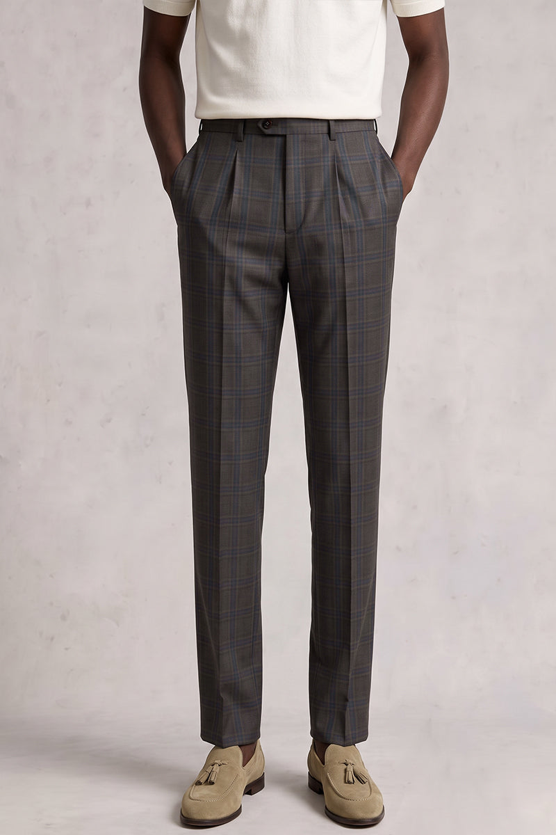 Brown 50% Merino Wool Suit Trousers