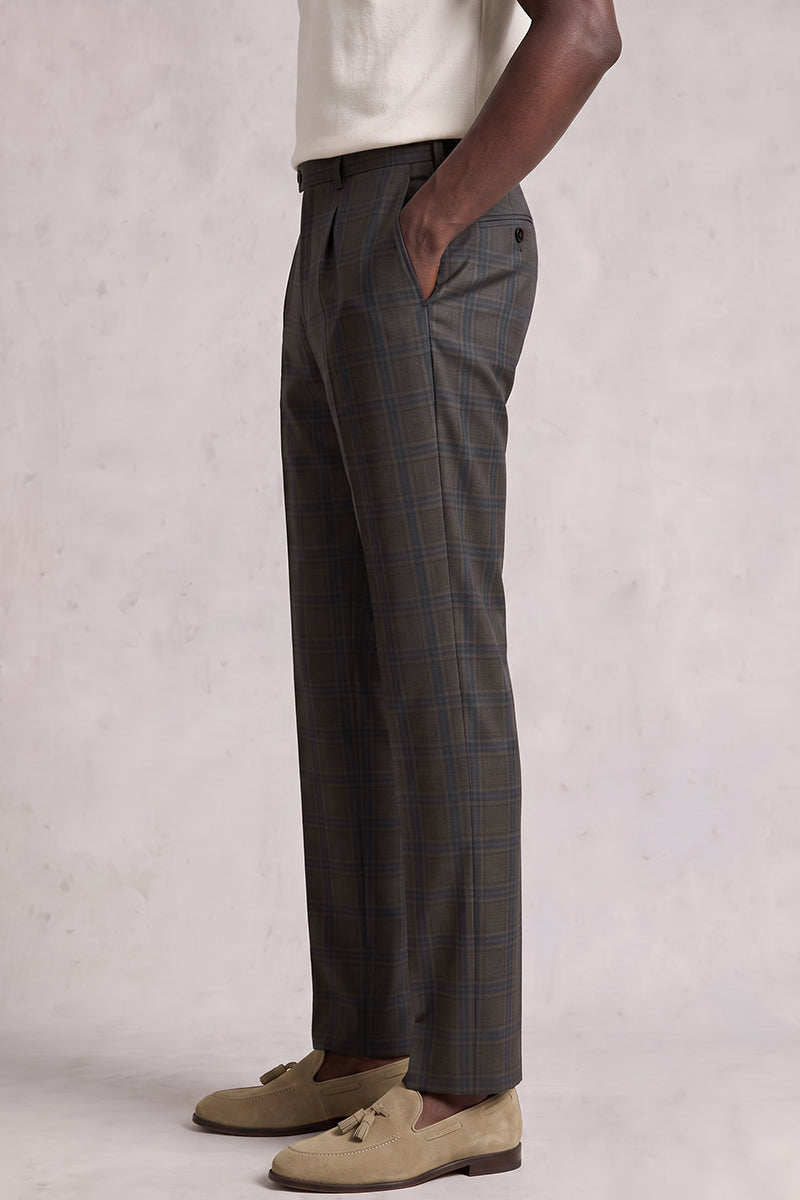 Brown 50% Merino Wool Suit Trousers