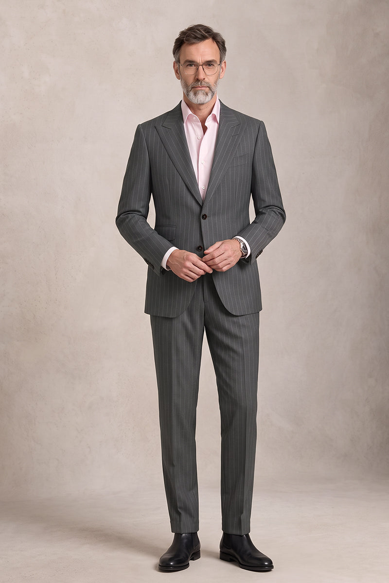 Gray 50% Merino Wool Suit