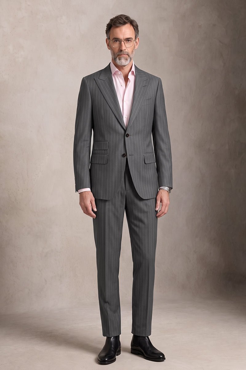 Gray 50% Merino Wool Suit
