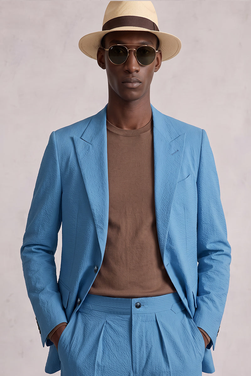 Blue 50% Merino Wool Suit