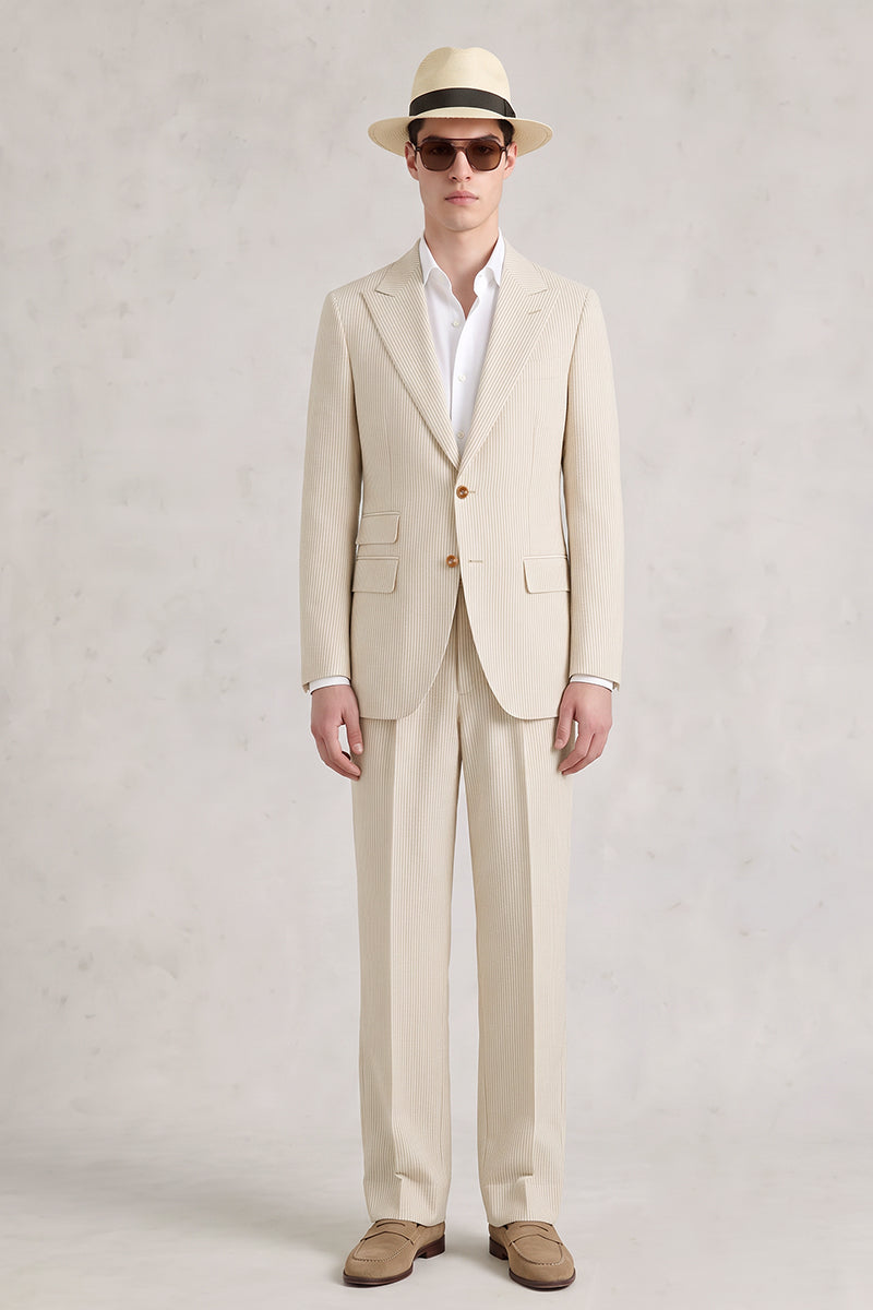 Beige 50% Merino Wool Suit