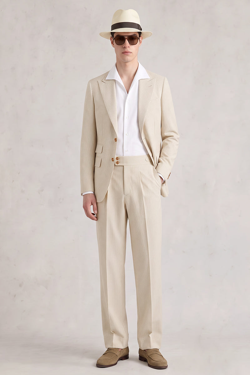 Beige 50% Merino Wool Suit
