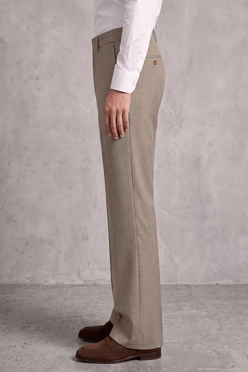 Brown 50% Merino Wool Suit Trousers