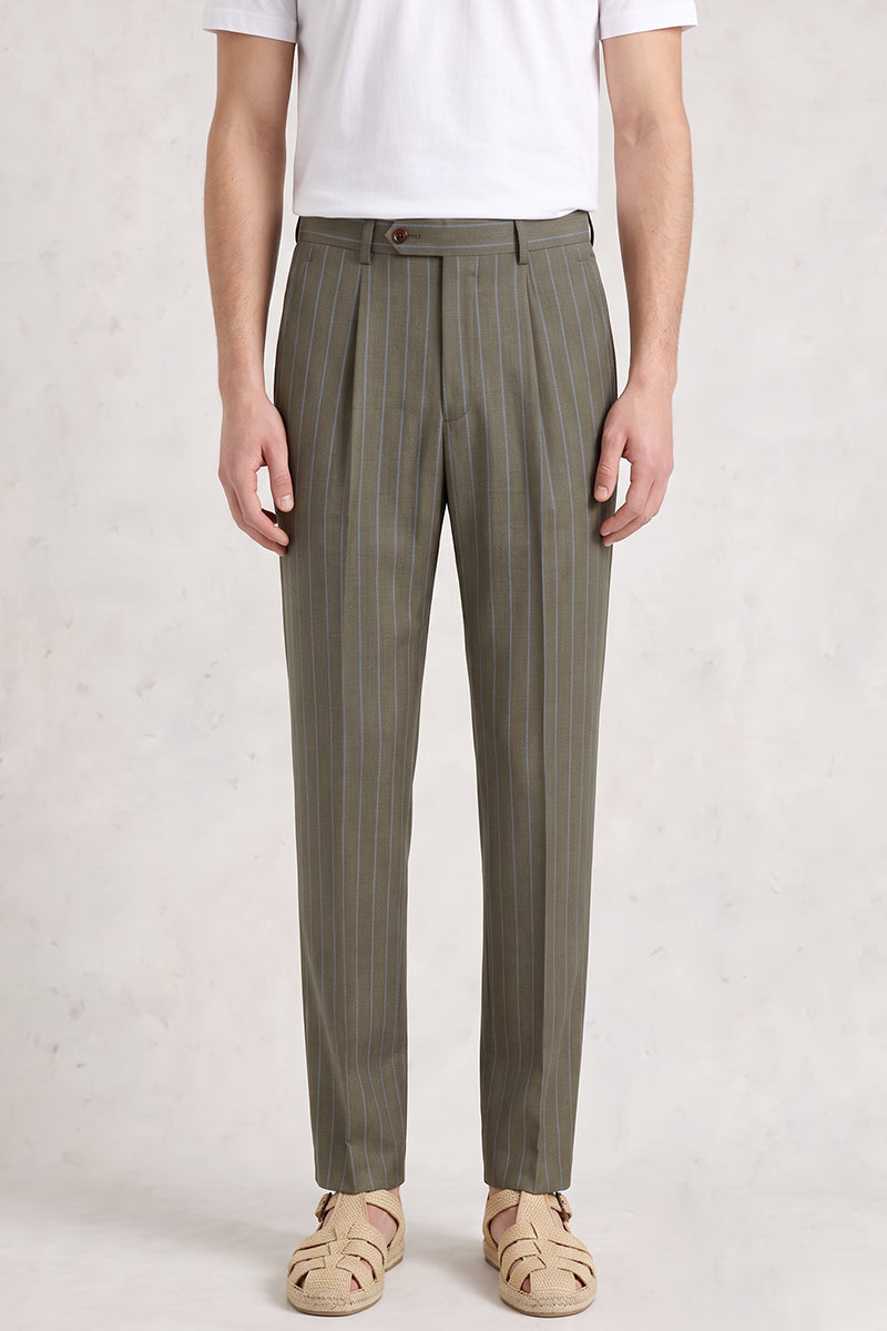 Green 50% Merino Wool Suit Trouser