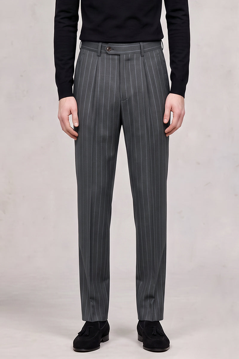 Black 50% Merino Wool Suit Trousers