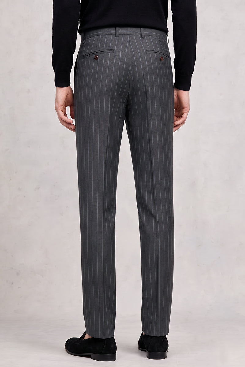Black 50% Merino Wool Suit Trousers