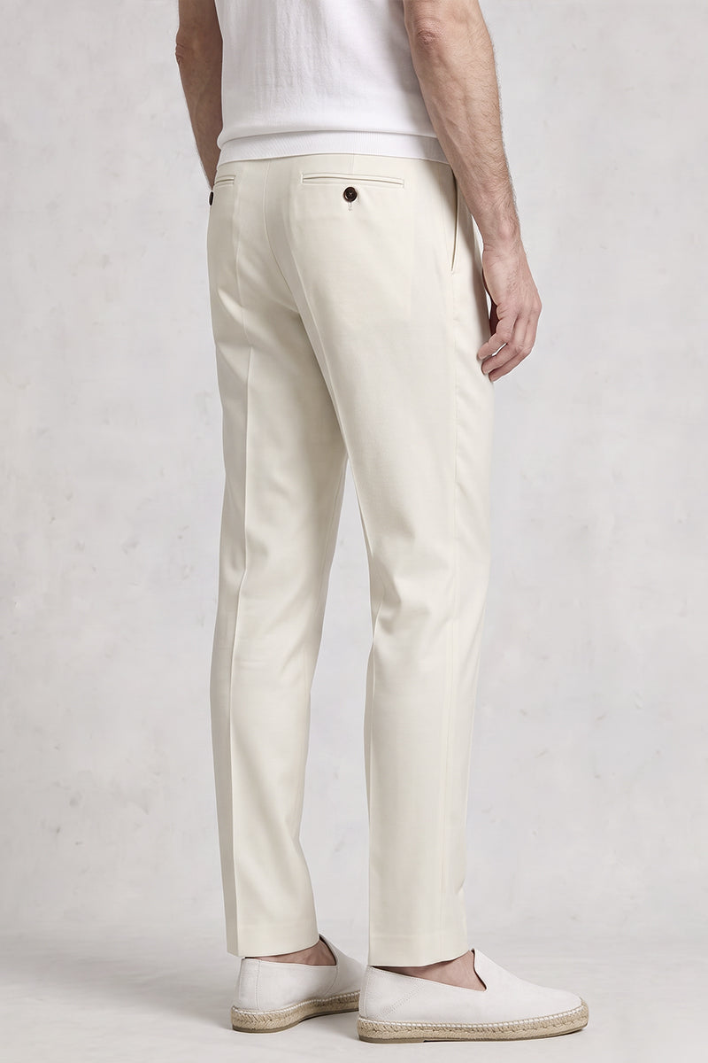 White 50% Merino Wool Suit Trousers