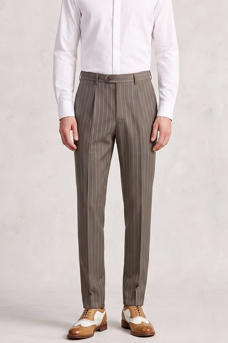 Brown 50% Merino Wool Suit Trousers