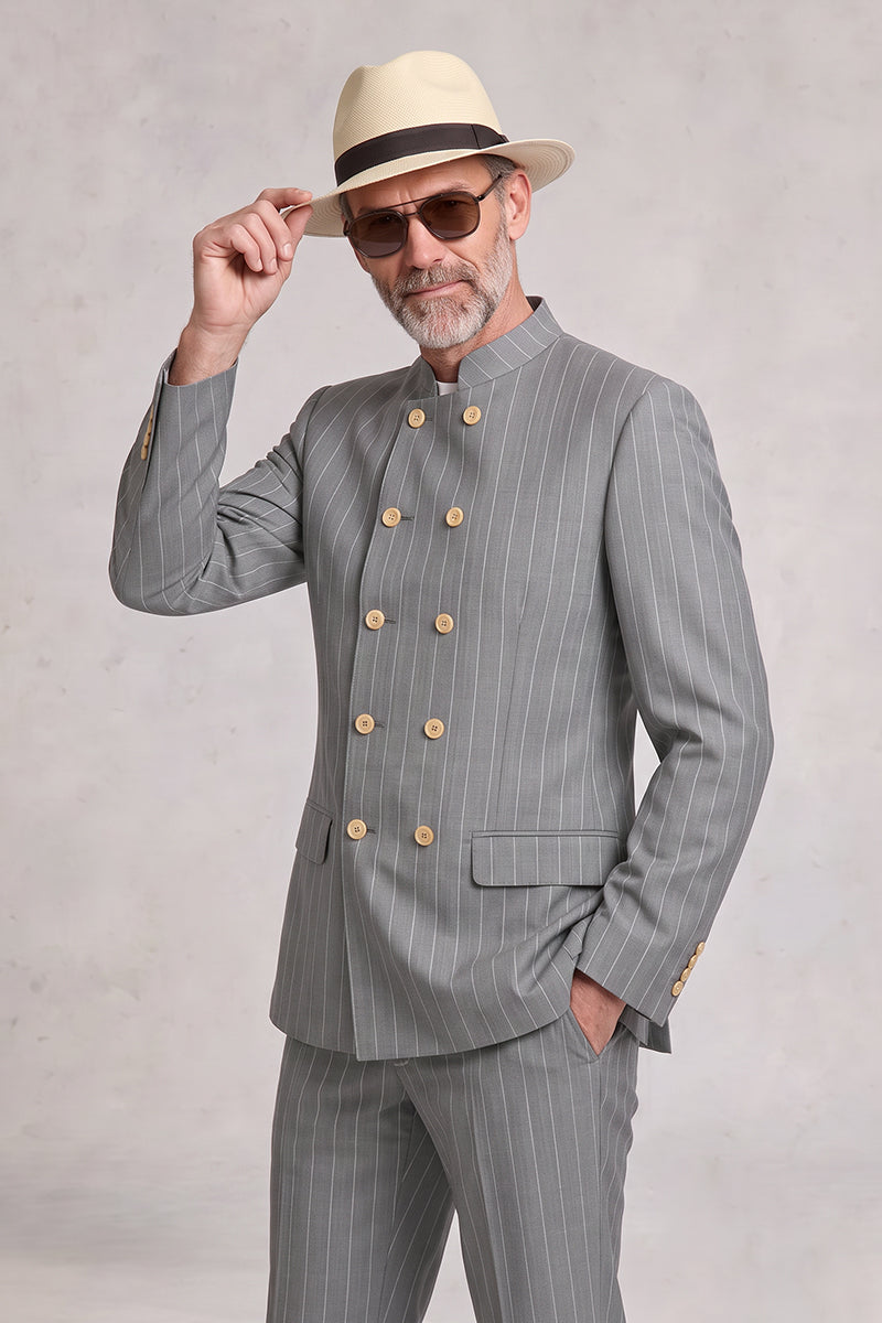 Gray 50% Merino Wool Suit