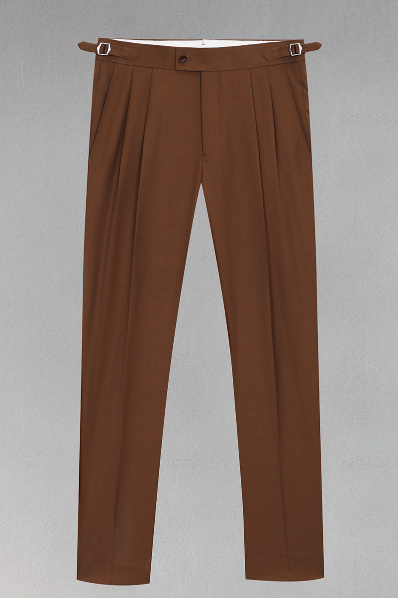Brown 70% Merino Wool Suit Trousers