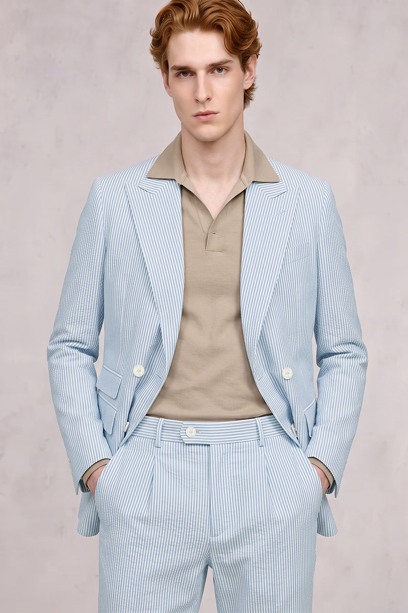 Blue 50% Merino Wool Suit