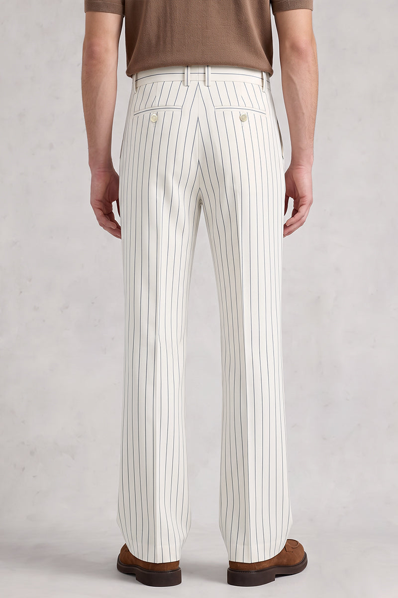 White 50% Merino Wool Suit Trousers