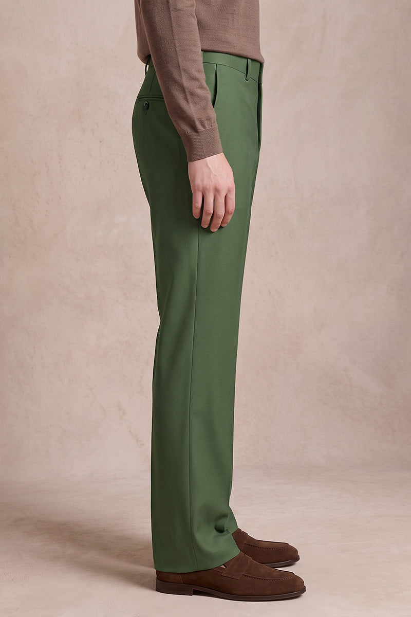 Green 50% Merino Wool Suit Trousers