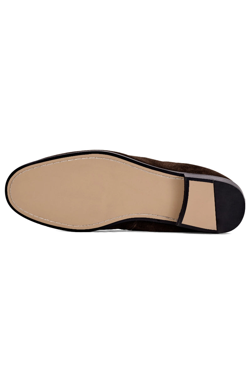 Brown Dark Coffee Men Calfskin Slip Business Loafters Shoes