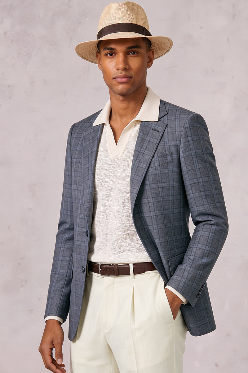 Blue 50% Merino Wool Blazers