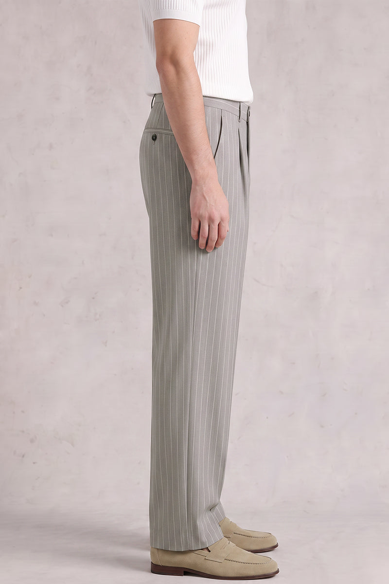 Gray 50% Merino Wool Suit Trousers