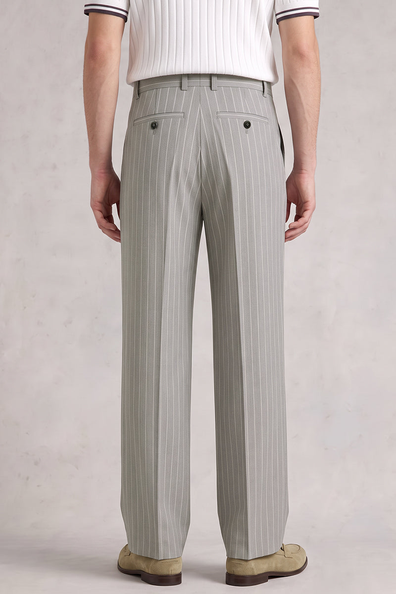 Gray 50% Merino Wool Suit Trousers