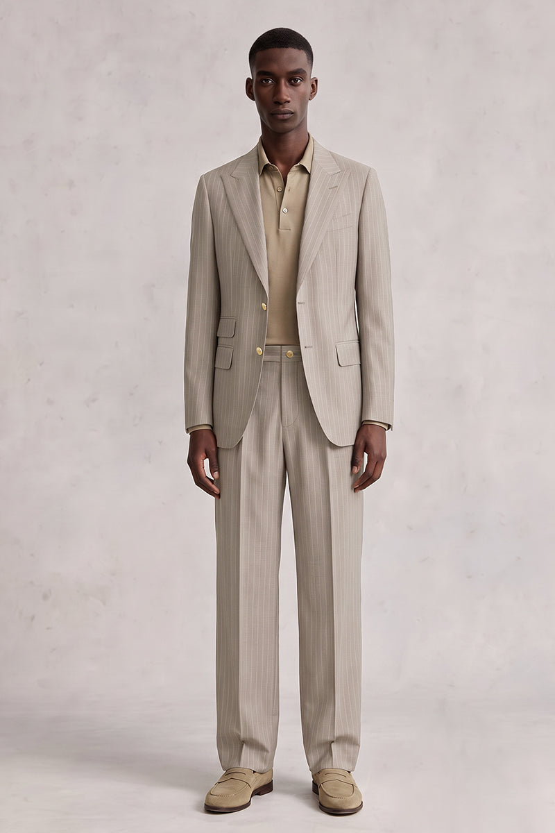 Beige 50% Merino Wool Suits