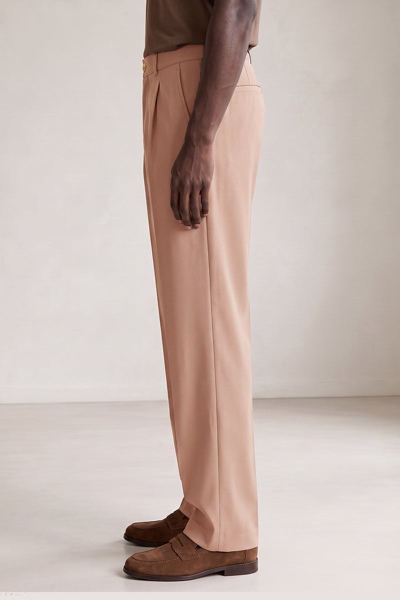 Pink 50% Merino Wool Suit Trousers
