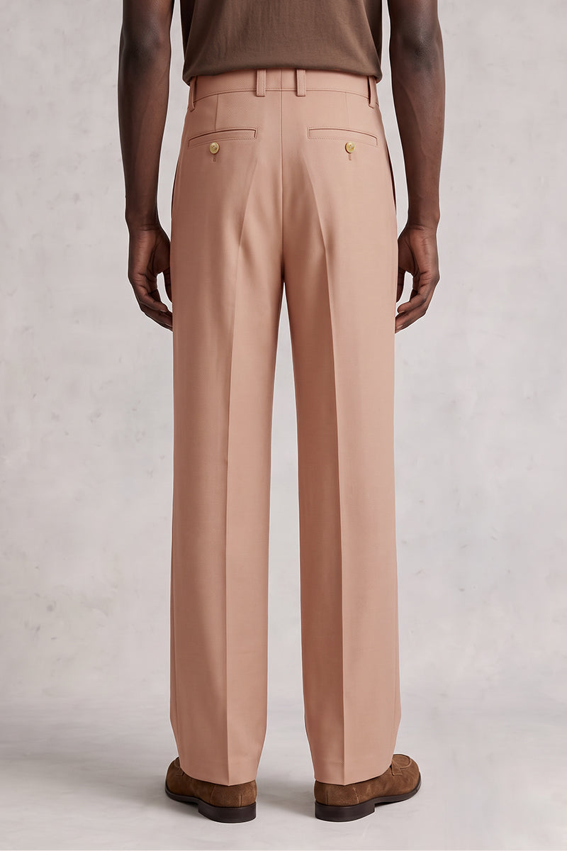 Pink 50% Merino Wool Suit Trousers