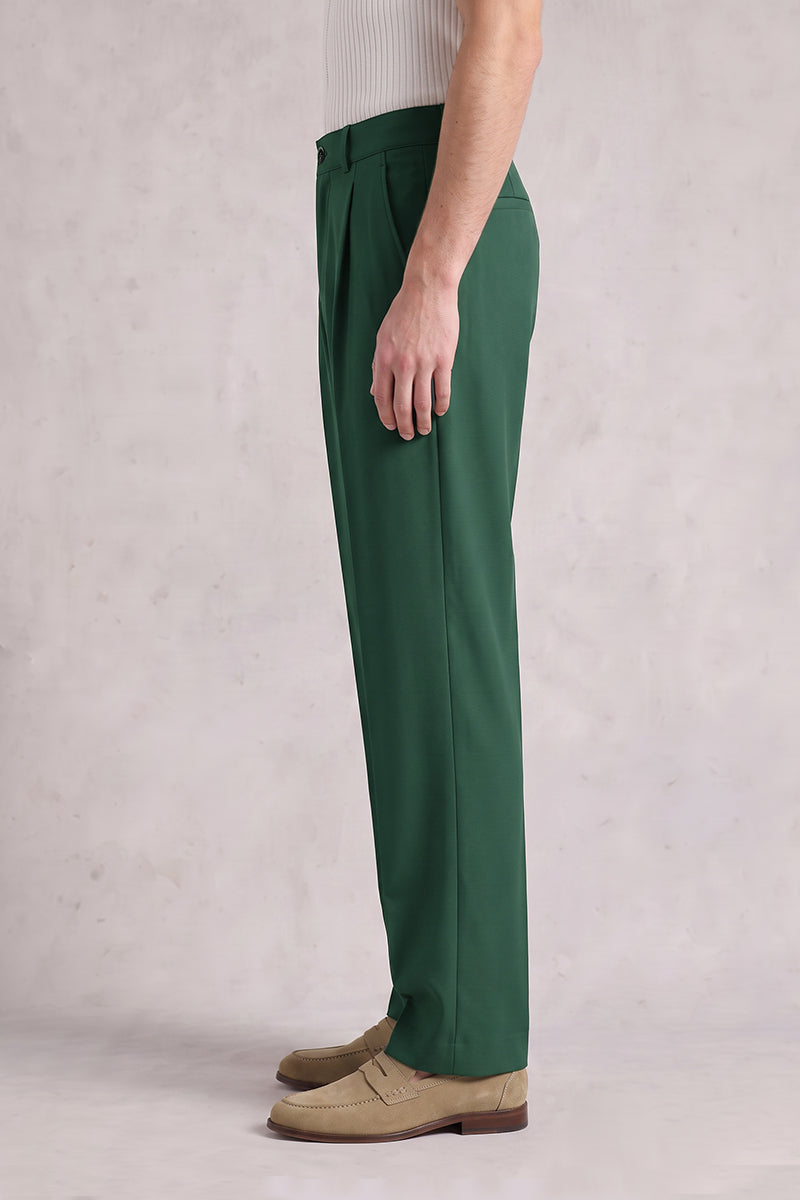 Forest Green 50% Merino Wool Suit Trousers