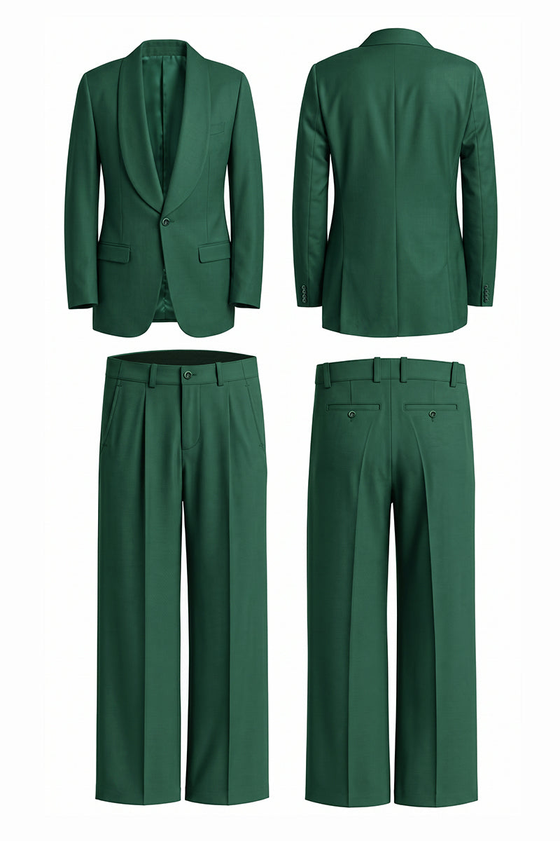 Forest Green 50% Merino Wool Suit Trousers