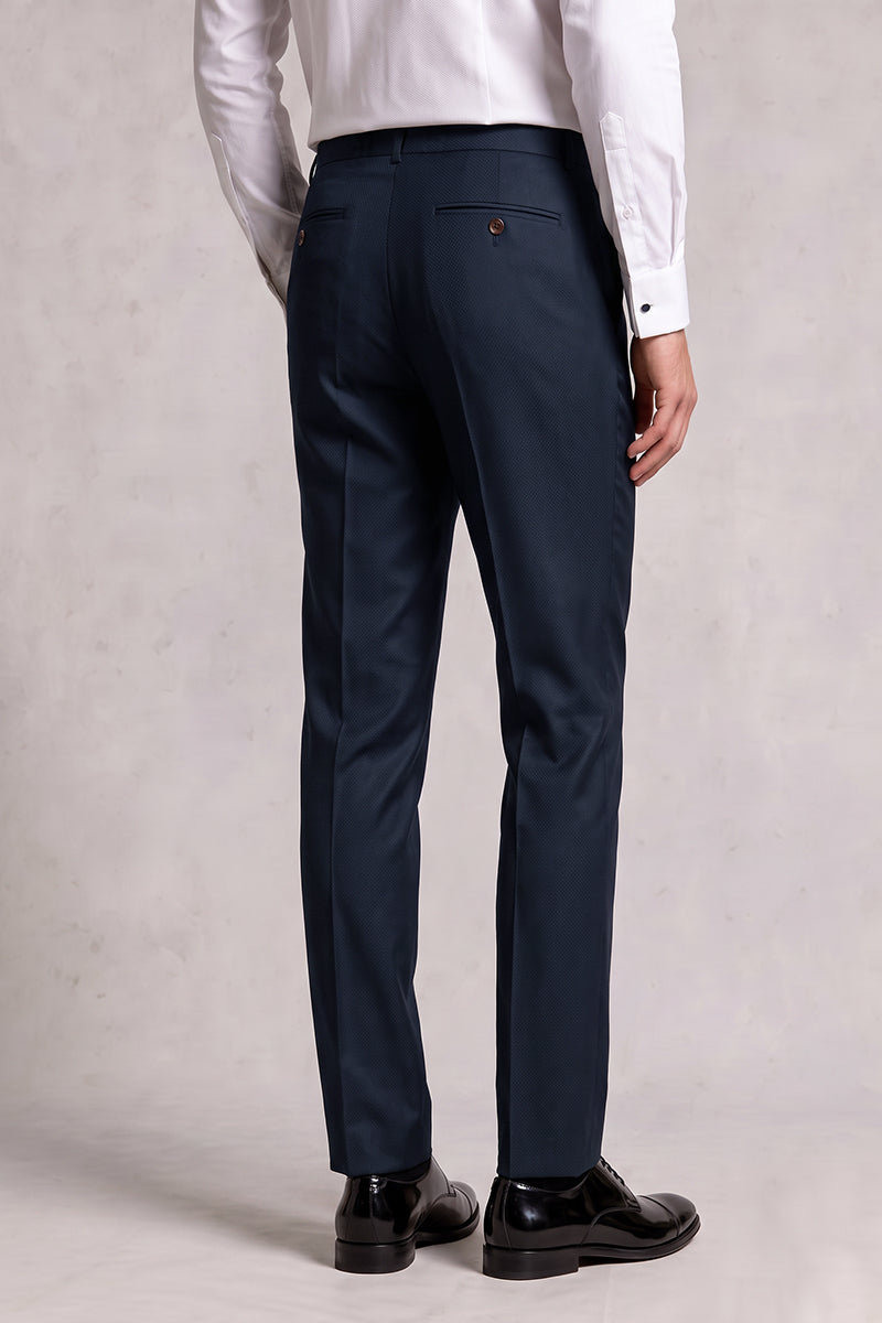 Navy Blue 50% Merino Wool Suit Trousers