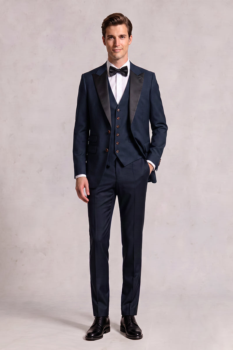 Navy Blue 50% Merino Wool Suit