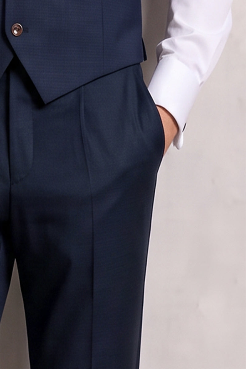 Navy Blue 50% Merino Wool Suit
