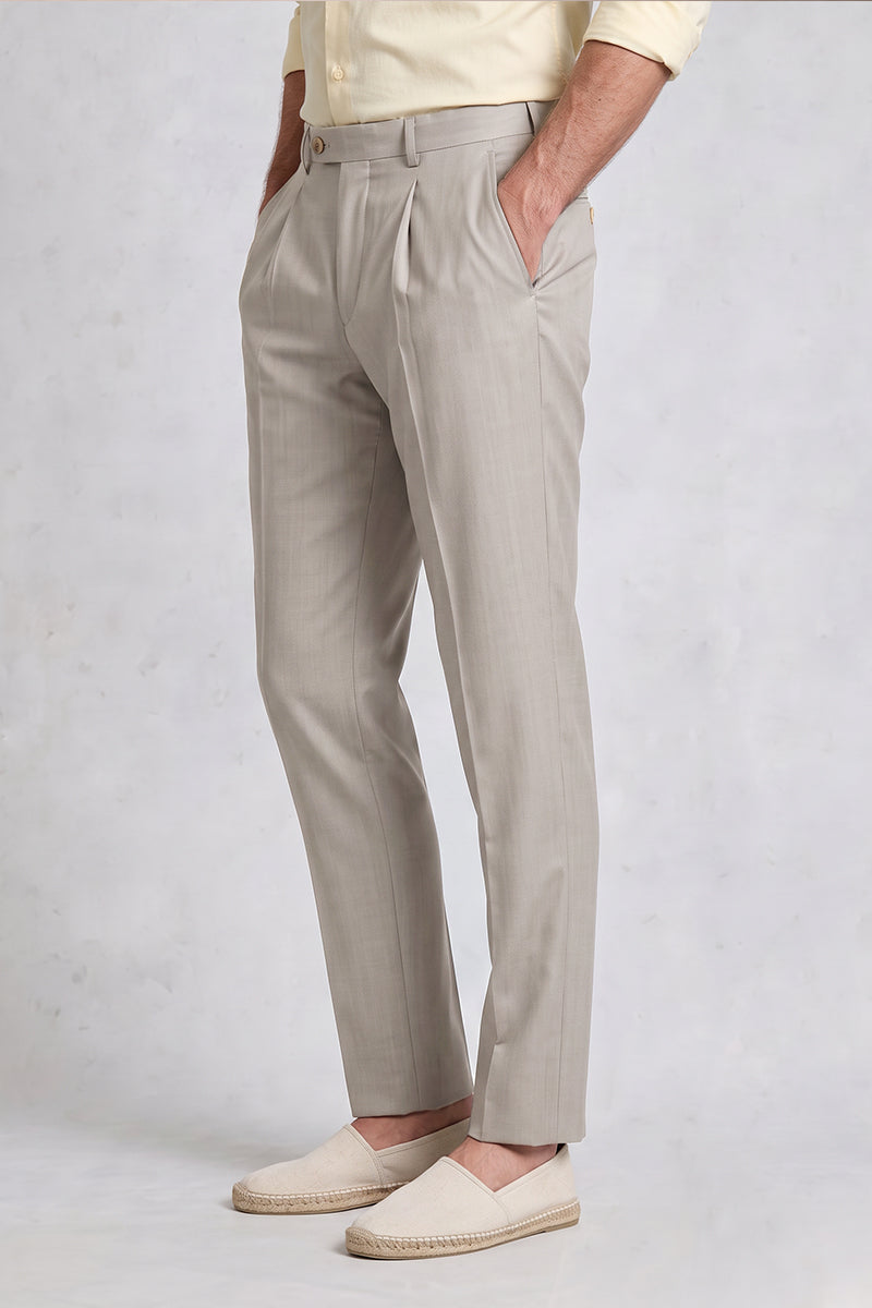 Light Gray 100% Merino Wool Suit Trousers