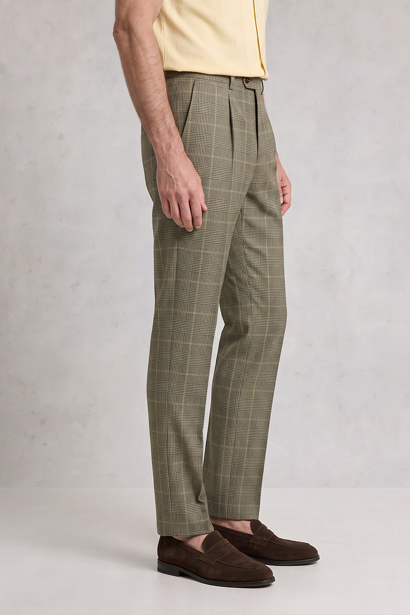 Yellow Green 100% Merino Wool Suit Trousers