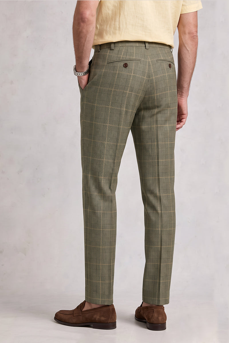 Yellow Green 100% Merino Wool Suit Trousers
