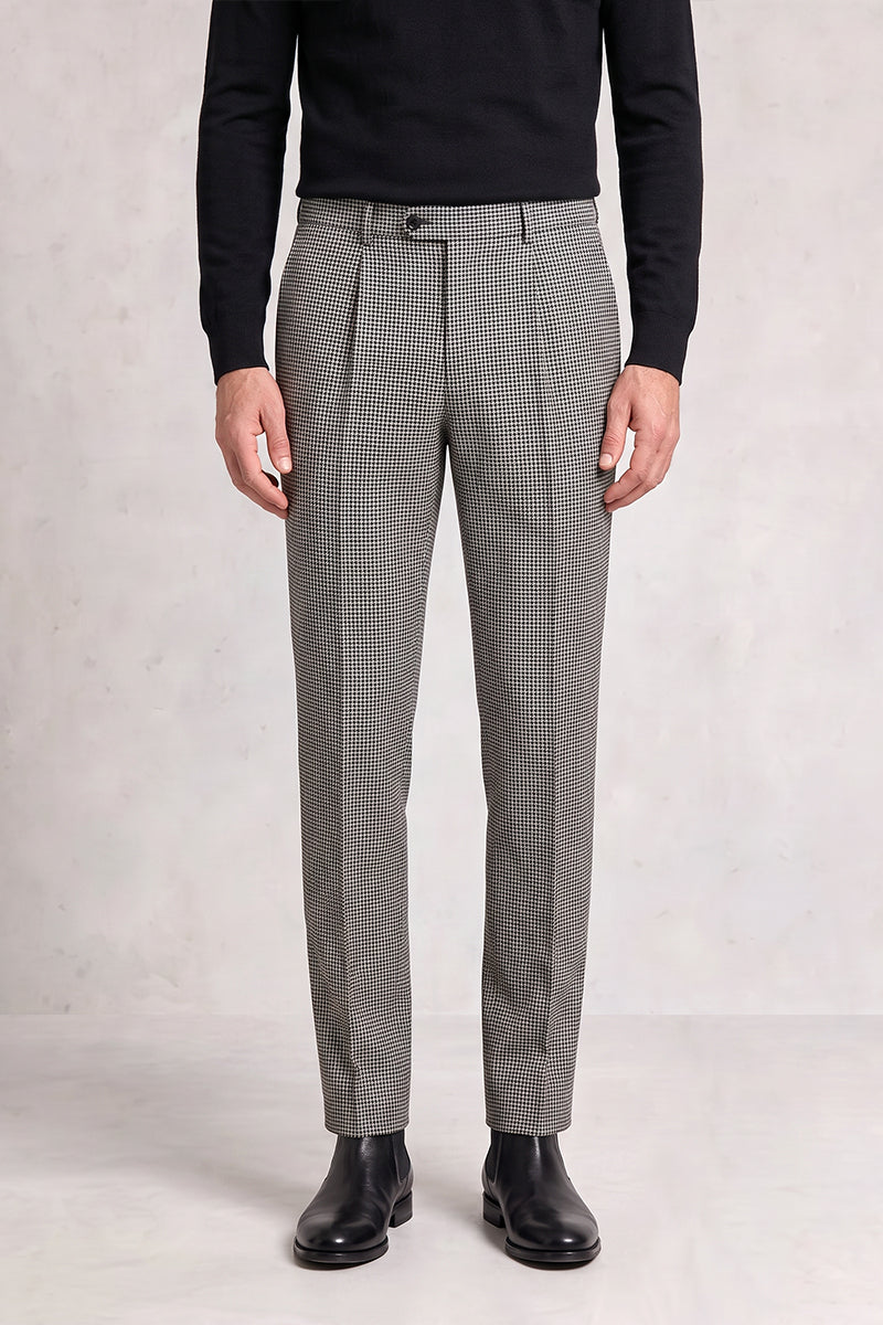 Black 100% Merino Wool Suit Trousers