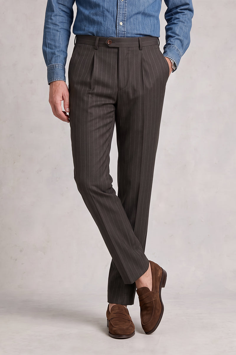 Brown 50% Merino Wool Suit Trousers