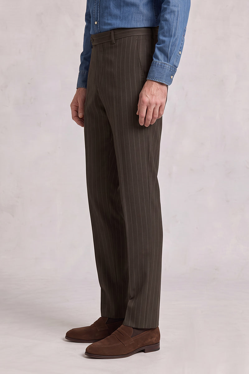 Brown 50% Merino Wool Suit Trousers
