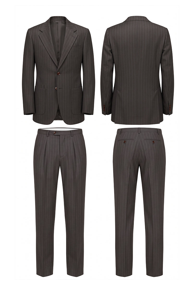 Brown 50% Merino Wool Suit Trousers
