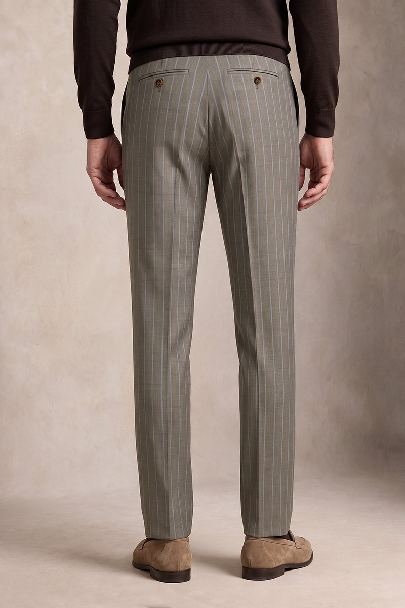 Light Brown 50% Merino Wool Suit Trousers